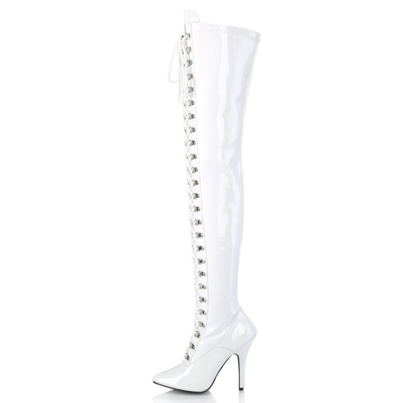 Pointed Toe Heel Thigh High Lace Up Boots - Picture 1 of 5